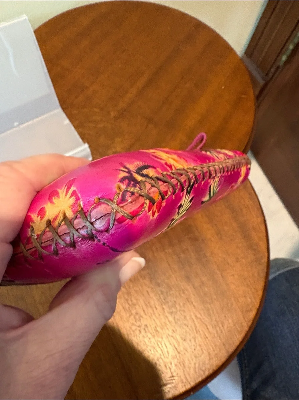 Pink Hawaiian Floral Wristlet Wallet  sunglasses case Leather Fuchsia yw  bk NWT